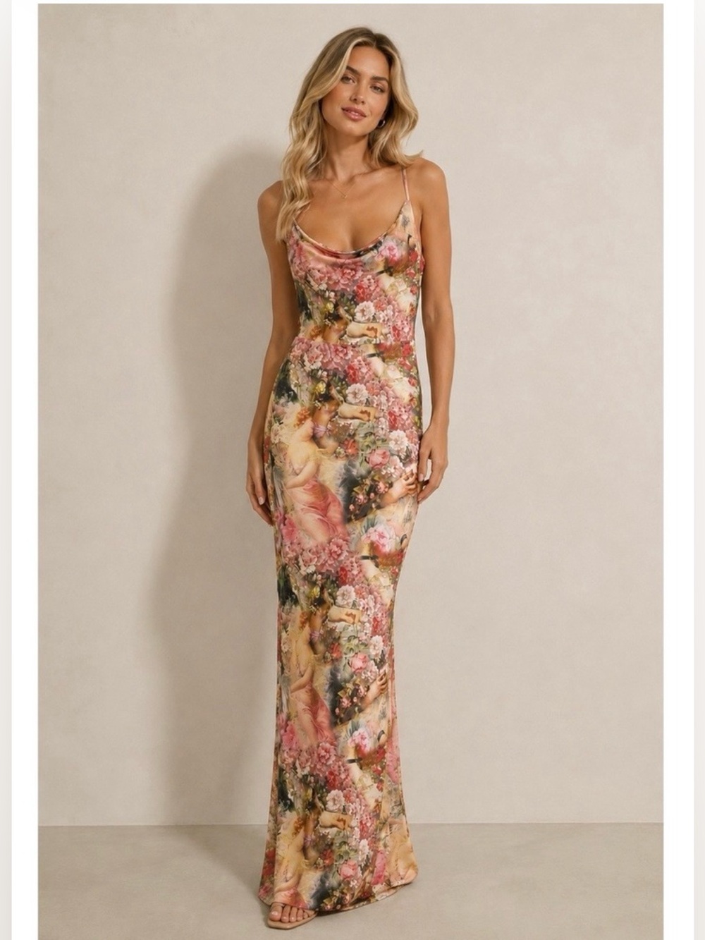 PLT renaissance art floral print maxi dress